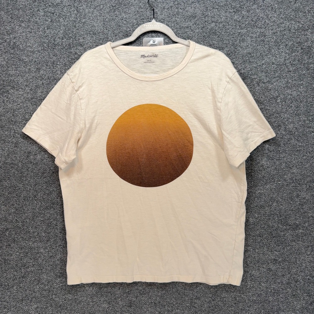 Madewell Graphic Tshirt Womens Large Cream Sunset Sun Slub Cotton Crewneck Tee